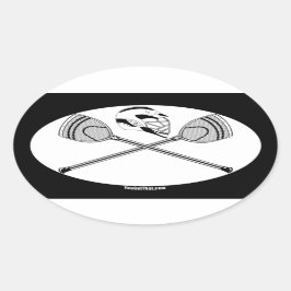 Wit/Zwart Goalie Lacrosse Sticks en Helm Ovale Sticker