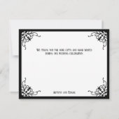 Wit Zwart Gotisch Bruiloft Bedankkaart (Achterkant)