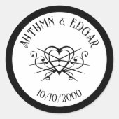 Wit Zwart Gotisch Bruiloft Ronde Sticker (Voorkant)