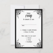 Wit Zwart Gotisch Bruiloft RSVP Kaartje (Voorkant)