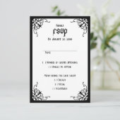 Wit Zwart Gotisch Bruiloft RSVP Kaartje (Staand voorkant)