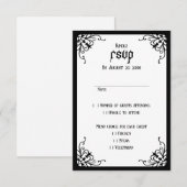 Wit Zwart Gotisch Bruiloft RSVP Kaartje (Voorkant / Achterkant)