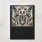 Wit Zwart Goud Art Deco Roaring 20's bruiloft Kaart (Achterkant)