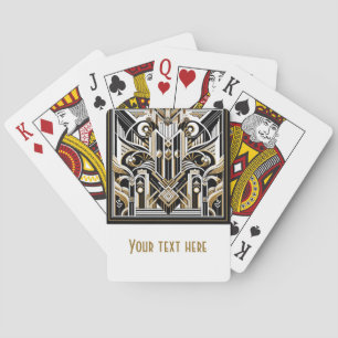 Wit Zwart Goud Art Deco Roaring 20's bruiloft Pokerkaarten