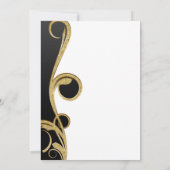 Wit Zwart Goud Chic Elegante Spiraal Bruiloft Kaart (Achterkant)