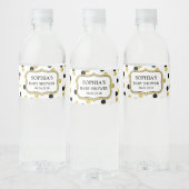 Wit Zwart Goud Confetti Baby shower Waterfles Etiket (Flessen)