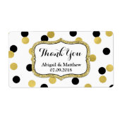 Wit Zwart Goud Confetti Bruiloft Labels (Voorkant)