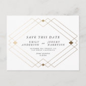 Wit Zwart Goud Deco Lijnen Sla de datum bruiloft Briefkaart (Voorkant)