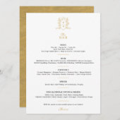 Wit zwart goud kroon crest monogram bruiloft bar menu (Voorkant / Achterkant)