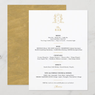 Wit zwart goud kroon crest monogram bruiloft bar menu