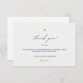 Wit & Zwart Goud Minimale Kalligrafie Bruiloft Bedankkaart (Voorkant / Achterkant)