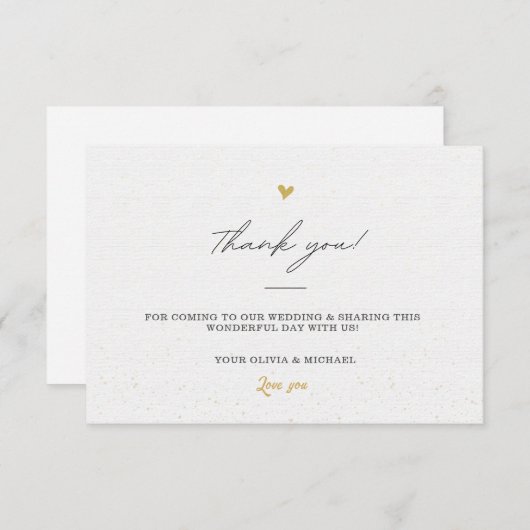 Wit & Zwart Goud Minimale Kalligrafie Bruiloft Bedankkaart (Voorkant / Achterkant)