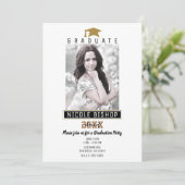 Wit Zwart Goud Modern Afstudeer Foto Feestje Kaart (Staand voorkant)