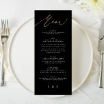Wit Zwart Goud Moderne Kalligrafie Bruiloft Menu<br><div class="desc">Onderdeel van een collectie *Niet echte folie</div>