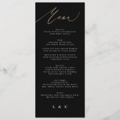 Wit Zwart Goud Moderne Kalligrafie Bruiloft Menu (Voorkant)