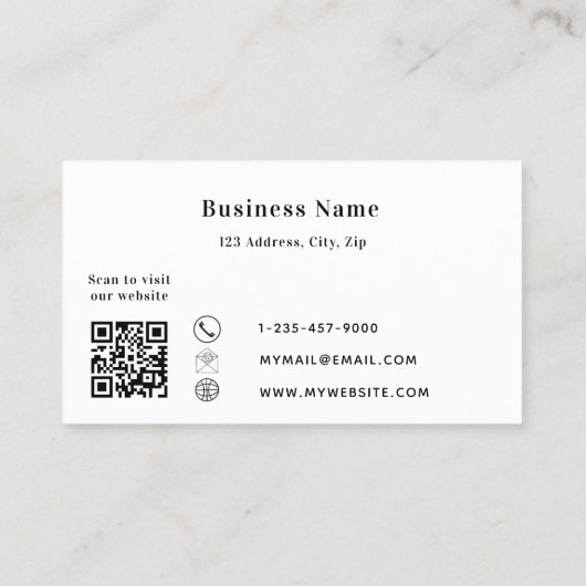 Wit zwart goud qr code business kortingskaartje (Achterkant)