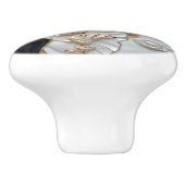 Wit Zwart Goud Seashells 3D Effect Keramische Knop (Zijkant)