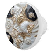 Wit Zwart Goud Seashells 3D Effect Keramische Knop (Rechts)