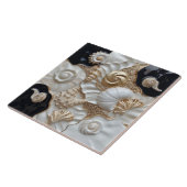 Wit Zwart Goud Seashells 3D Effect Tegeltje (Zijkant)