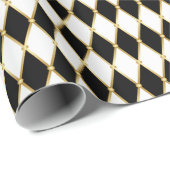 Wit Zwart Gouden Harlekijn Kerstvakantie Cadeaupapier (Rol Hoek)