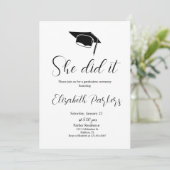 Wit Zwart Graduation Party Kaart (Staand voorkant)