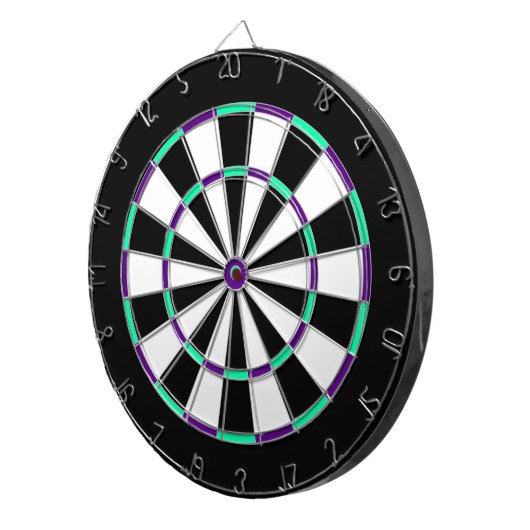 Wit, Zwart, Groen en Blauw Metaalkooi Dartboard Dartbord (Voorkant Rechts)