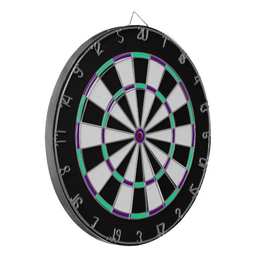 Wit, Zwart, Groen en Blauw Metaalkooi Dartboard Dartbord (Voorkant Links)