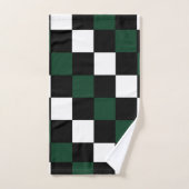 Wit Zwart Groen Schachbrett  Bad Handdoek (Handdoek)