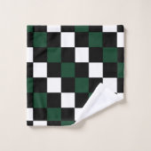 Wit Zwart Groen Schachbrett  Bad Handdoek (Wasdoekje)