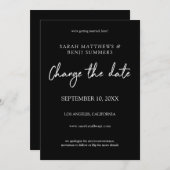 Wit & Zwart Handgeschreven Datum Wijzigen - Zwart Kaart (Voorkant / Achterkant)