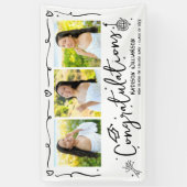 Wit Zwart Handgetekende Doodles Afstuderen 3 Foto Spandoek (Verticaal)