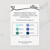 Wit & zwart hart bruiloft kleding kleur palet informatiekaartje (Voorkant)