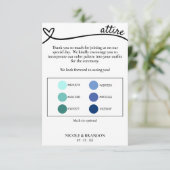 Wit & zwart hart bruiloft kleding kleur palet informatiekaartje (Staand voorkant)