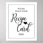 Wit Zwart Hart Bruiloft Recept Bord Poster (Voorkant)
