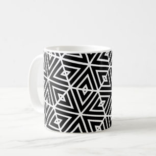 Wit Zwart Hexagon Honingraat Driehoeken Patroon Koffiemok