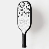Wit Zwart Huisdier Hond Kat Bot Pootjes script Pickleball Paddle (Links)