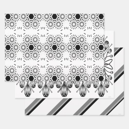 Wit & Zwart Inpakpapier Set van 3 Vel (Set)