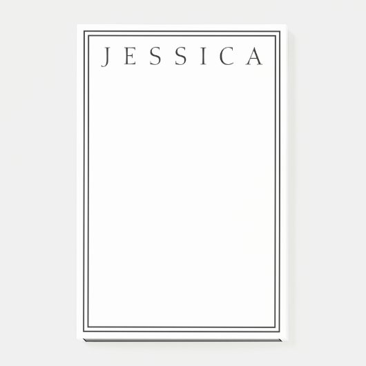 Wit & Zwart | Jouw Naam Post-it® Notes (Voorkant)