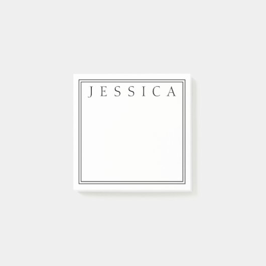 Wit & Zwart | Jouw Naam Post-it® Notes (Voorkant)