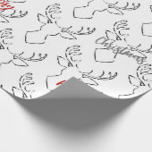 Wit Zwart Kerstmis Rendier Wrapping Papier (Hoek)