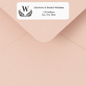 Wit zwart klassiek krans monogram retouradres etiket