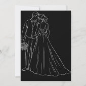 Wit Zwart Klassiek Monogram Elegant Schoon Trouwen Kaart (Achterkant)