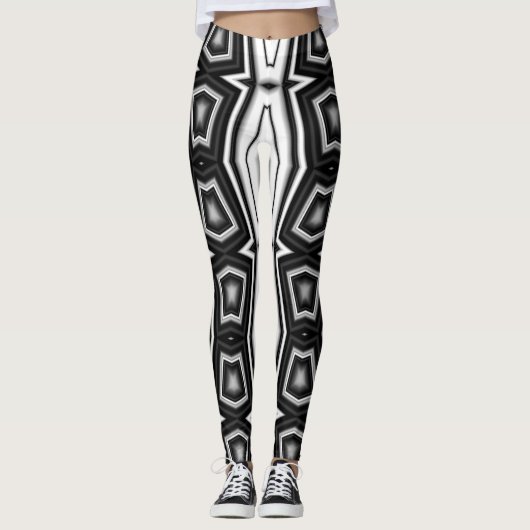 Wit zwart klassiek "Ratti_Creative_Arts" Leggin L Leggings (Voorkant)