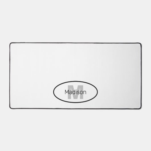 Wit zwart koel modern minimaal ontwerp Monogram Bureaumat (Voorkant)