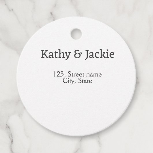 Wit zwart koppel naam adres stad staat eenvoudig bedankjes labels (Voorkant)