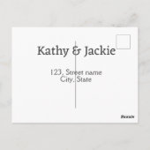 Wit zwart koppel naam adres stad staat eenvoudig briefkaart (Achterkant)