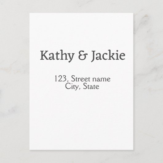 Wit zwart koppel naam adres stad staat eenvoudig briefkaart (Voorkant)