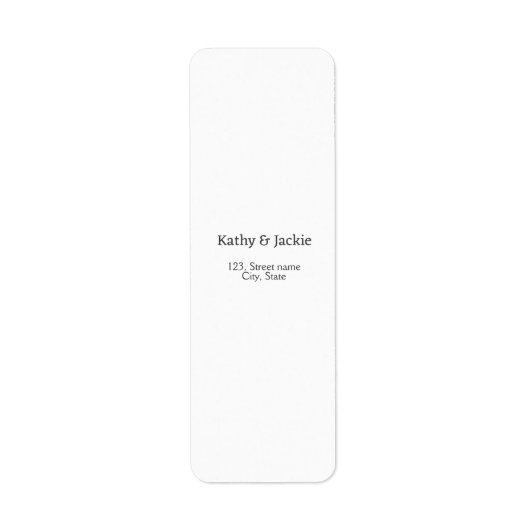 Wit zwart koppel naam adres stad staat eenvoudig etiket (Voorkant)