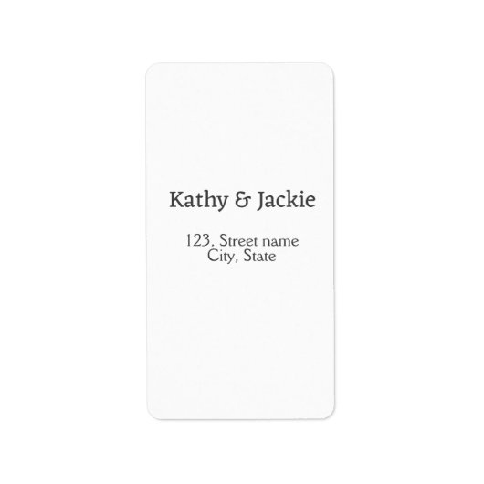 Wit zwart koppel naam adres stad staat eenvoudig etiket (Voorkant)
