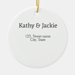Wit zwart koppel naam adres stad staat eenvoudig keramisch ornament